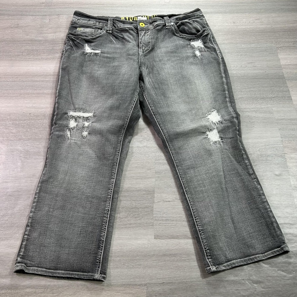 Hydraulic Goddess Jeans‎ Womens 20W Gray Distressed Mid Rise Straight Stretch